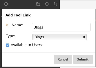 type in the name for the blog and make it available to users